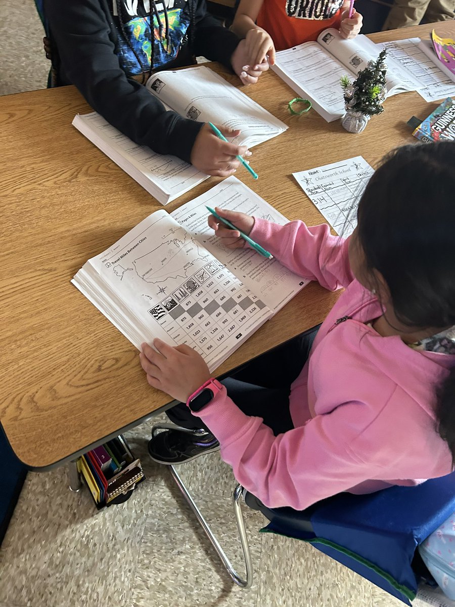 GertnerTCS's tweet photo. Today in math we determined the distance between different cities by using our addition and subtraction skills, map reading skills and problem solving! Mathematicians hard at work. @_derrienTCS @MrsRothCS @ChatsworthSch https://t.co/4tkLB2cRG1