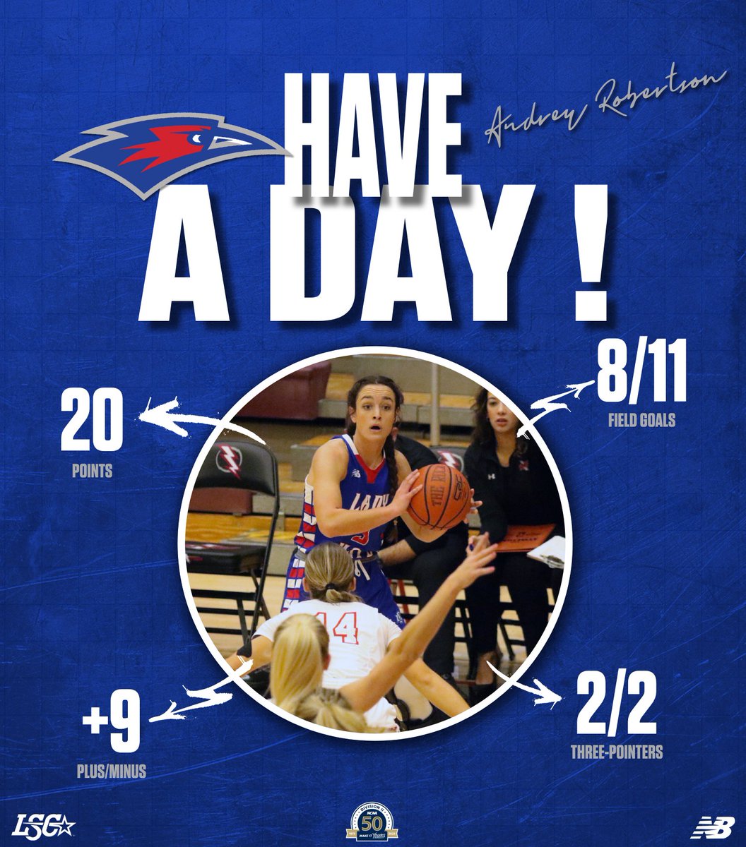 🏀WBB | Audrey Robertson was 8-of-11 from the field Thursday at Oklahoma Christian (2-of-2 from long-range) and posted a career-high 20 points, as she helped lead LCU to a 69-65 win in their LSC opener.