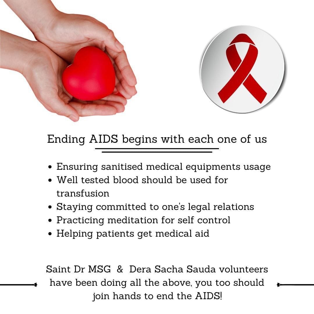 Gurjeet_0372's tweet photo. On this #WorldAIDSDay, let's commend the efforts of Saint Ram Rahim Ji in encouraging meditation as a means to boost immunity. Strengthening our inner self can be a powerful defense against AIDS. #MeditationForHealth #SaintRamRahimJi https://t.co/mkr4pJ1Xoi