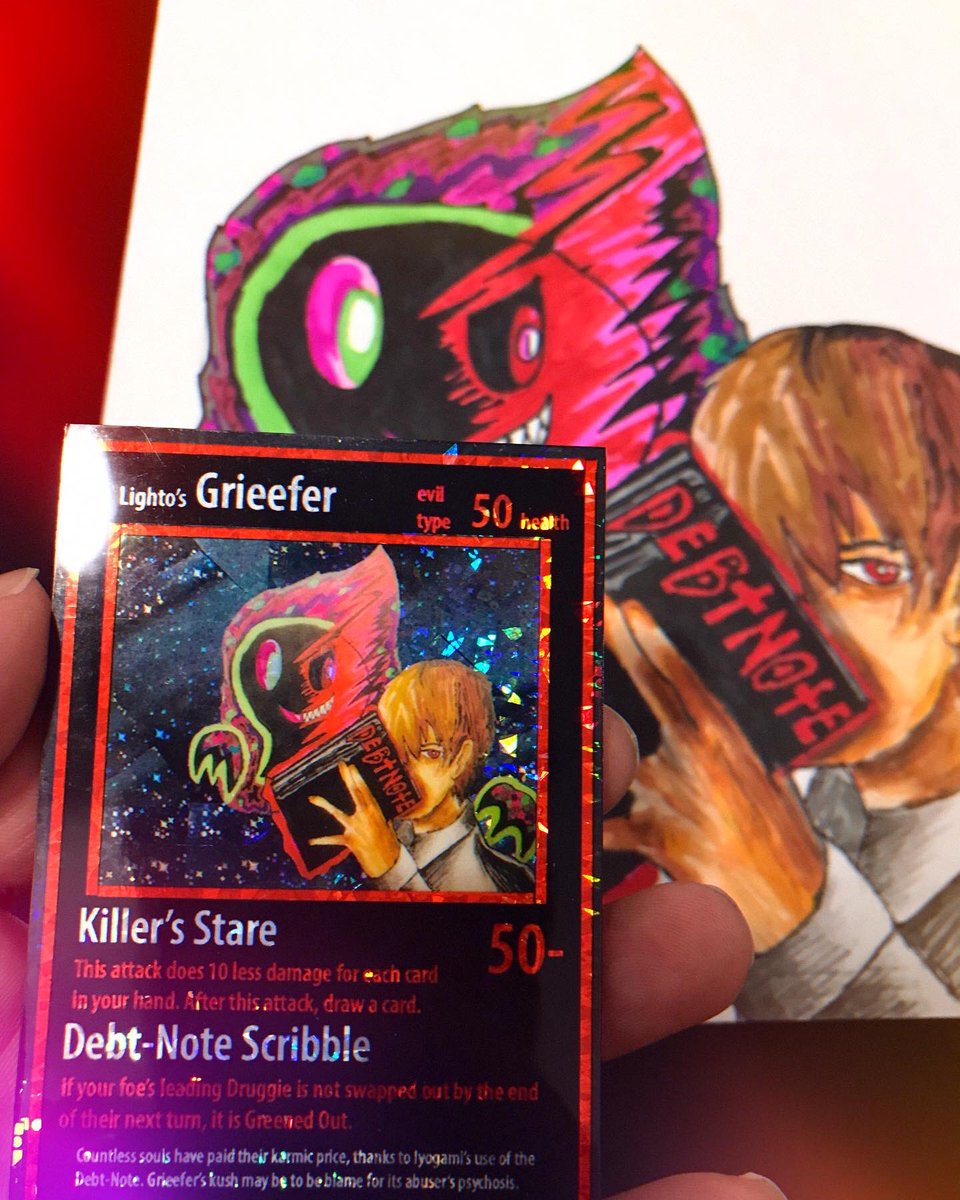 druggiemonTCG's tweet photo. #debtnote 💀📓✍️

🩸⏱👁

#druggiemon #druggiemonTCG #parody #pokemon #fakemon #deathnote #pokemonTCG #yugioh #yugiohcards #pokemoncards #debtfree #death #debt #debtfreecommunity #card #tcg #magicthegathering https://t.co/U1ApnG3MGM