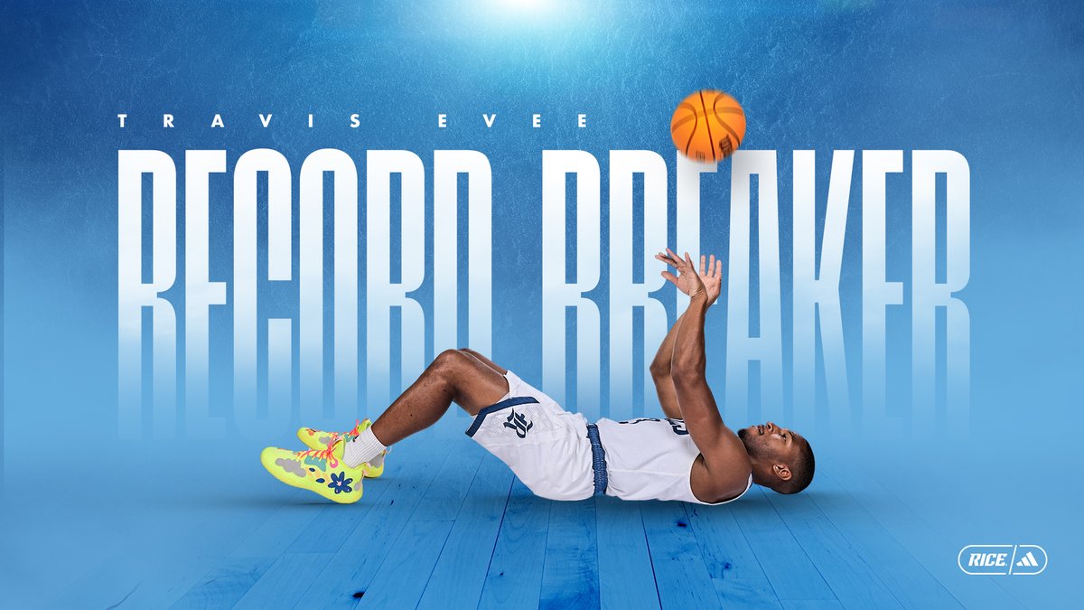 With his fifth three-pointer of the game, Travis Evee has set the Rice record for career three-pointers with 253!