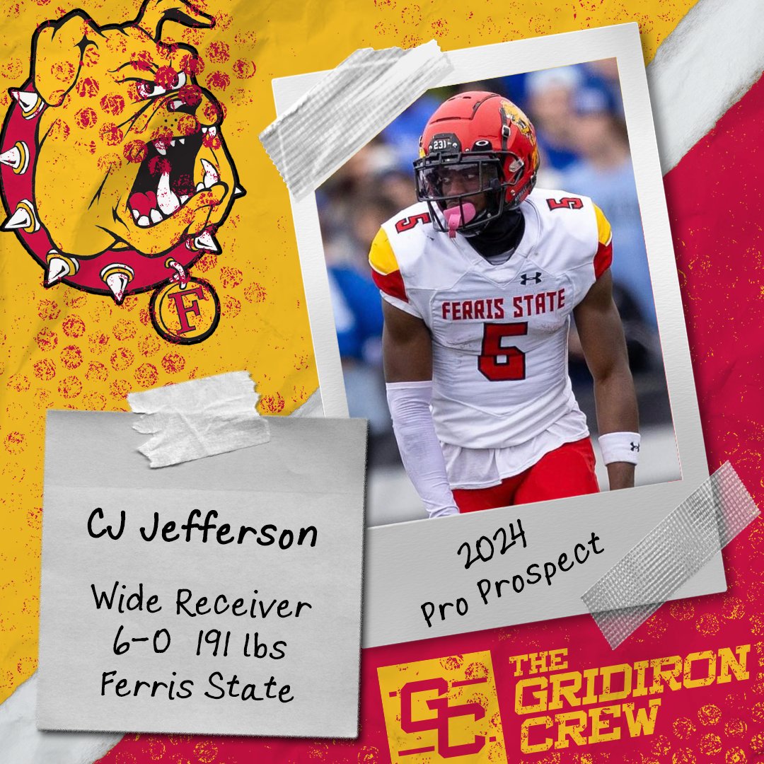 ⚠️ Attention Pro Scouts, Coaches, and GMs ⚠️

You need to look at 2024 Pro Prospect, CJ Jefferson <a href="/wavvy_jay5/">CJ JEFFERSON</a>, a WR from <a href="/FerrisFootball/">Ferris St. Football</a>

👀 See our Interview: thegridironcrew.com/cj-jefferson-2…

#2024ProProspect #DraftTwitter #NFLDraft #NFL #CFLDraft #CFL #ProFootball 🏈