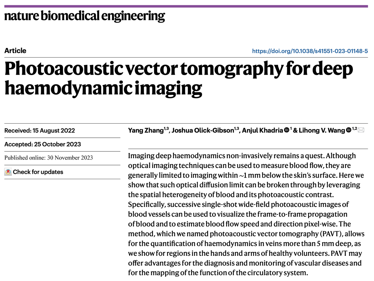 Photoacoustic vector tomography for deep haemodynamic imaging rdcu.be/dssWq