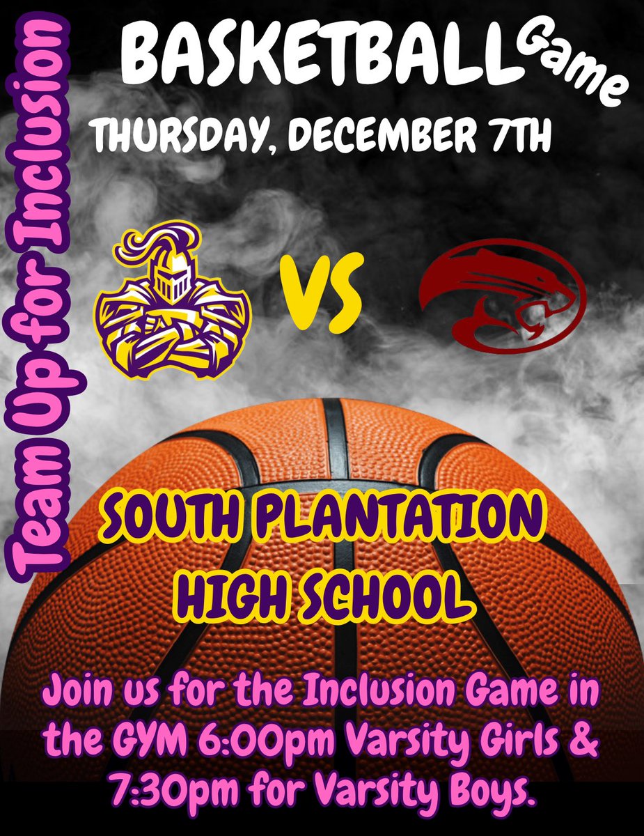 Inclusion week is next week!
Lunchtime activities on Monday, Wednesday &amp; Friday outside of room 147A &amp; make plans to join us Thursday night at the inclusion Basketball game vs Coconut Creek HS. Be sure you to wear your PINK Inclusion shirt!