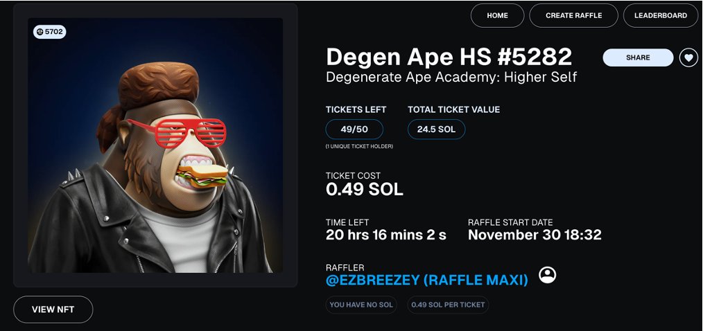 Always exciting to see new platforms emerge. Keep an eye on <a href="/BankmenFinance/">Bankmen Finance</a> 👀 After testing out a few buys - because ya know... that's what I do - I took down this <a href="/DegenApeAcademy/">Degenerate Ape Academy</a> raffle on their launch day. Let's see what this community is all about!