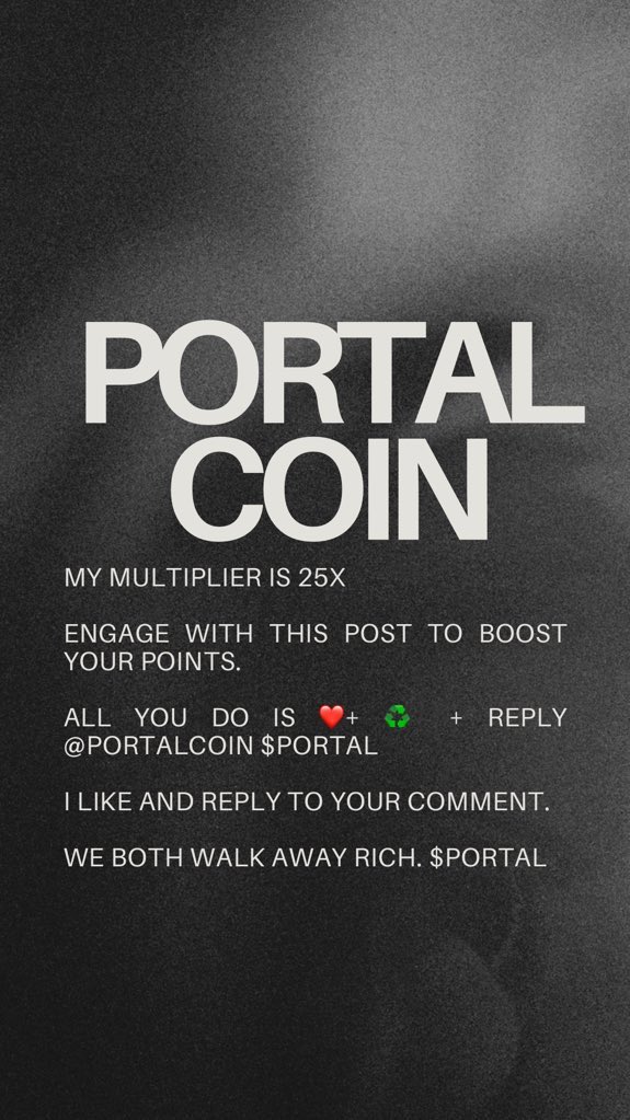 seancryptiq's tweet image. Don’t think !!!

Just do it !!!
Engage this tweet  to get my multiplier effect 

@portalcoin $portal
