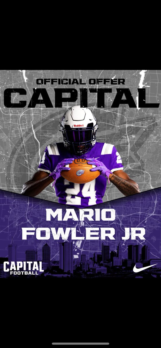 MarioFowlerJr2's tweet photo. After a great conversation with @CoachWallaceFB I’m blessed to receive my 4th offer from Capital University!!! @coachddwilson @Coach_Mukes https://t.co/NydTWDayVI