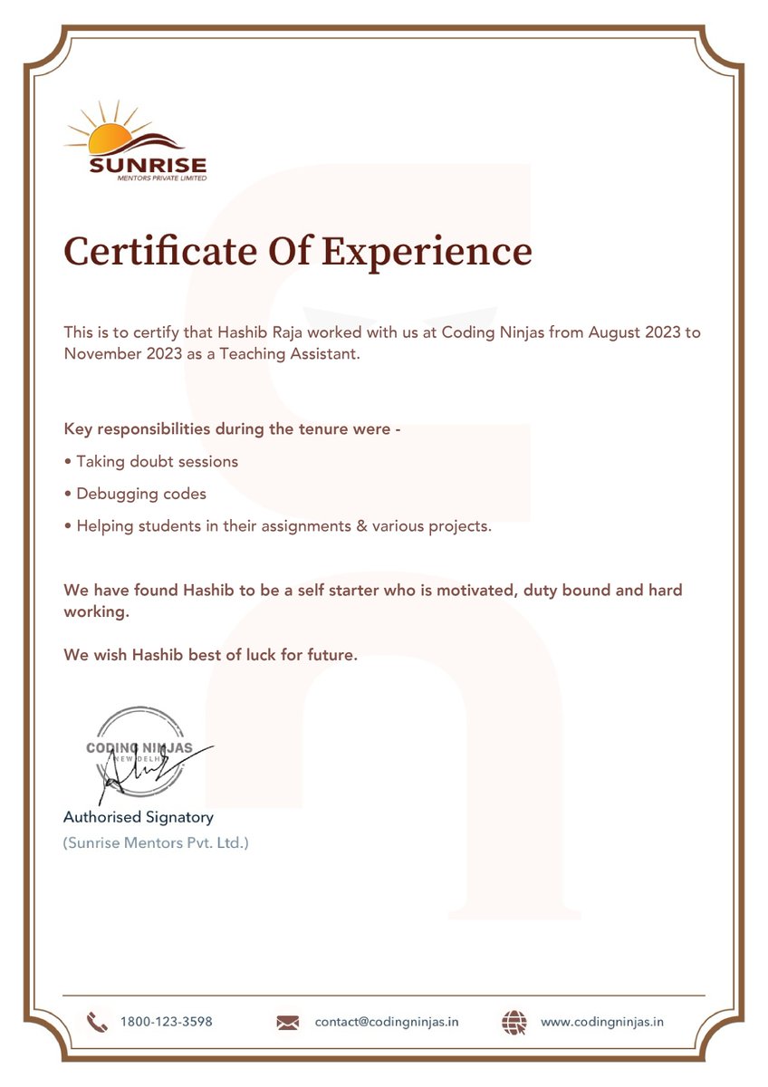 hashib_raja's tweet photo. 🎓 Exciting Milestone Achieved: Completed my Teaching Assistant role at Coding Ninjas! 🚀
#CodingNinjas #TeachingAssistant #WebDevelopment #CodingJourney #TechCommunity #NewBeginnings #LearningExperience #Gratitude #NextChapter #CareerMilestone #WebDev #CodeLife https://t.co/8pNYDw76Ik