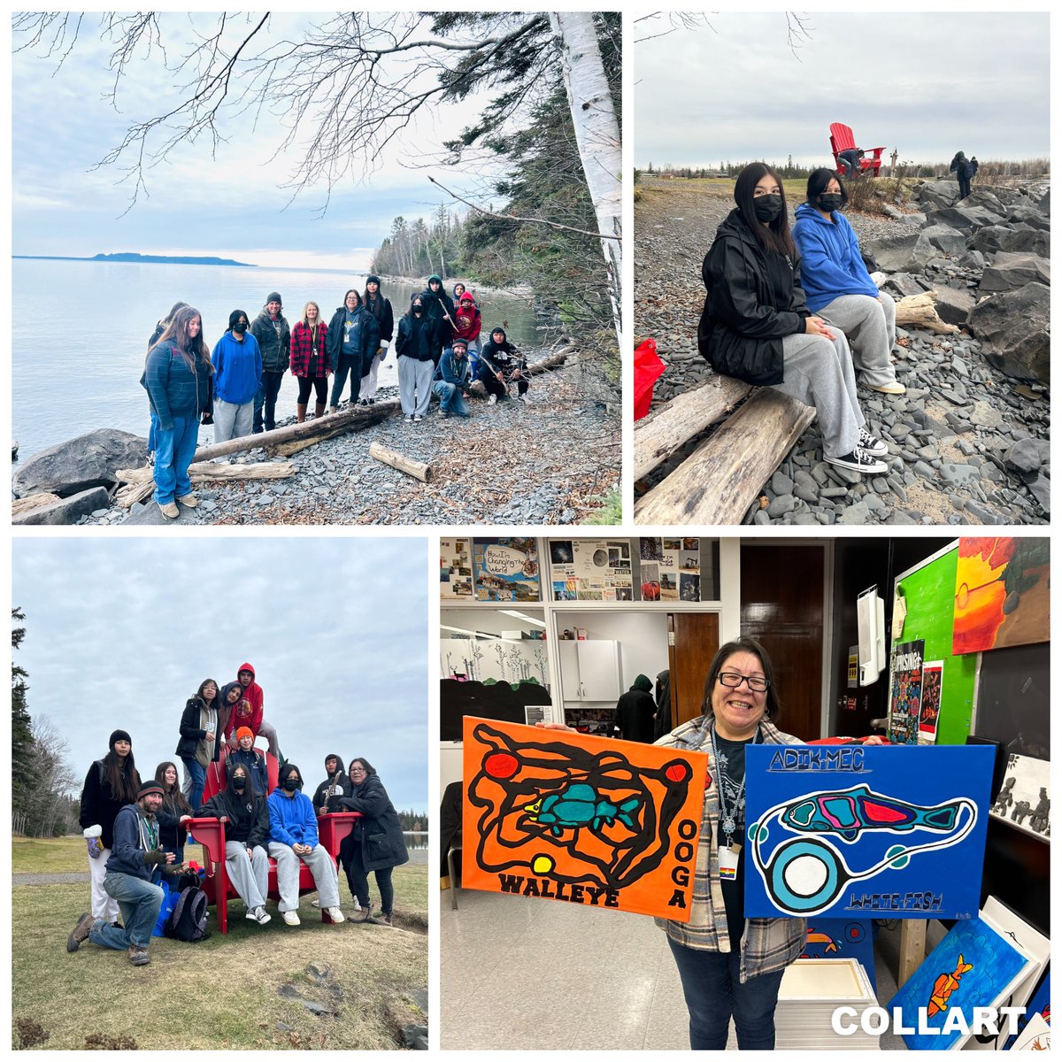 LisaMactbay's tweet photo. Another incredible week with the most awesome group of grade 9’s in KZ Lodge program @HammarskjoldP ! Woodland Art, Canoe paddles, Shale Art, learning about Inukshuk’s & Petroforms #learningfromtheland (NAC10) #artwork #outsidethebox https://t.co/qoKoiZSOqN