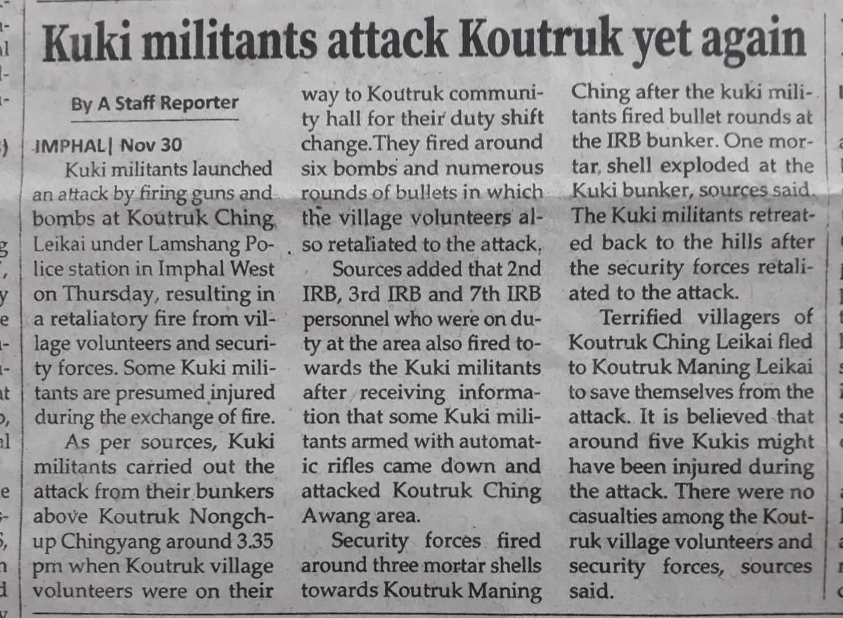 yaiphaba07's tweet photo. #KukiAttrocities: To keep the pot boiling, yesterday (30th Nov) the #KukiMilitants group #ITLF & #COTU had attacked the #Meetei Villages at 6 places #Koutruk #SenjamChirang #Tronglaobi #Sanasabi #Sangaithel & #Sugnu. At Sugnu, the #Kukis fired from #Laloiphai & #Longyang Village. https://t.co/XJ341nyYkj