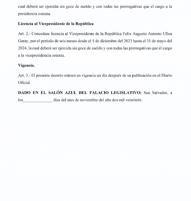 glabrador's tweet photo. El presidente @nayibbukele pide licencia de seis meses y que se le mantenga su servicio de seguridad, el uso del batallón presidencial, personal de transporte, uso de residencias, y todo prerrogativa que encamine a su seguridad jurídica, según su propuesta de decreto @_elfaro_ https://t.co/hWwmZRmDi6
