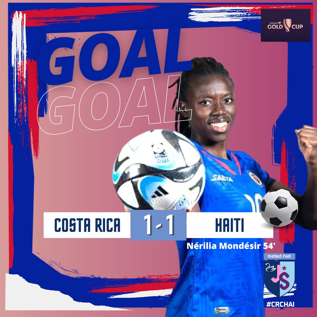 instinctfoot's tweet photo. Goal et ouverture du score pour @fhfhaiti grâce à la capitaine @nerigolhaiti #haiti #costarica #CRCHAI #womengoldcup https://t.co/PdnDT1jrYn