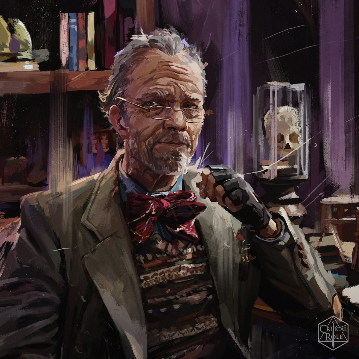 Meet the fated investigators of The Circle of Tide & Bone! 🌊 🦴 First up - COSMO GRIMM This enigmatic 97 year old occultist and bookshop owner is brought to life by @voiceofobrien! [ 🎨Art by @iDrawBagman ] #CandelaObscura #CandelaObscuraSpoilers