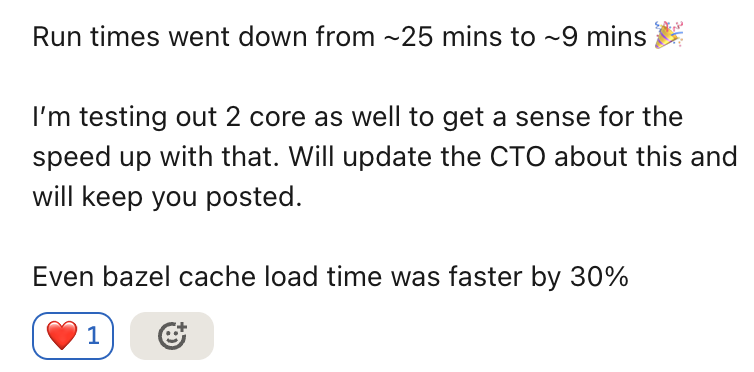 suryaoruganti's tweet photo. When we started on the Argonaut journey, we got 1-2 friendly customers while building out the MVP. But then, we stopped selling.

I was delaying launching with reasons like “we don’t have self-serve yet” or “this feature will make for a nice launch”. It took a while to come to terms with it, but it was fear of rejection for someone trying to sell something for the first time.

We are doing things very differently this time around, and learning from previous mistakes.

✅ Picked a problem that is narrow, and the value proposition can be conveyed in one sentence.
✅ Put up a website and a waitlist before development to gauge interest.
✅ Continuously selling - everywhere, all the time.

Everybody wants builds to be faster. Everyone wants costs to go down. The value couldn’t be clearer and we are seeing fantastic results.

Earlier today, a customer got setup within ~2 minutes and this is what they had to say.

I think we are onto something here 🔥