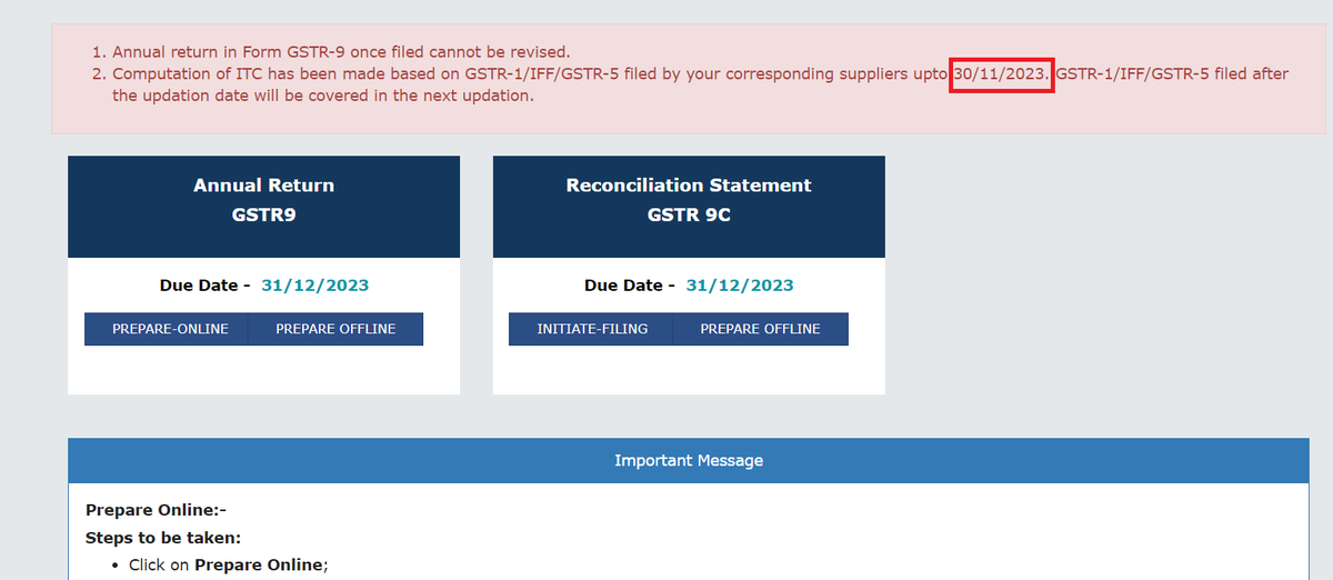 AbhasHalakhandi's tweet photo. Annual Return GSTR-9 Update!

Table 8A-ITC as per 2A- has been updated till last cut off date i.e. 30th Nov 2023 
Now there will be no further changes in ITC as per Table 8A  

#GSTR9