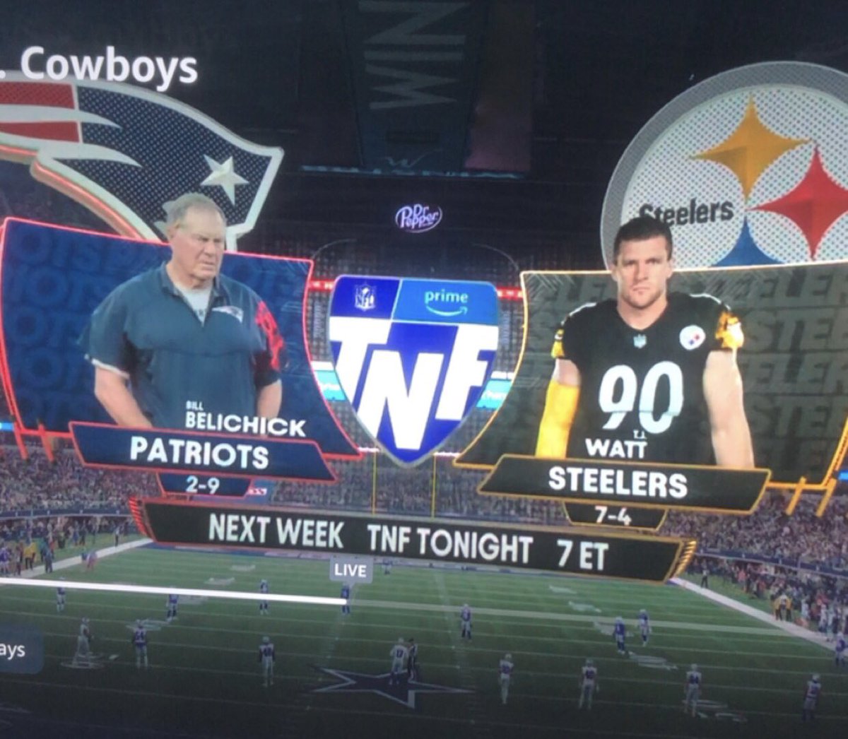 They don’t even show a Patriots player, just Belichick