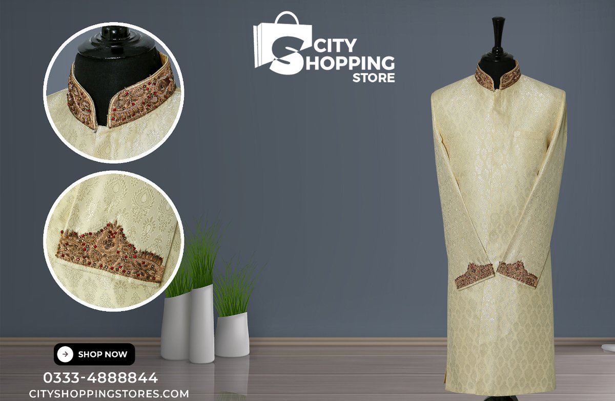 Cshoppingstores's tweet image. 𝐌𝐞𝐧’𝐬 𝐒𝐡𝐞𝐫𝐰𝐚𝐧𝐢 𝐰𝐢𝐭𝐡 𝐠𝐨𝐥𝐝 𝐚𝐧𝐝 𝐫𝐞𝐝 𝐟𝐥𝐨𝐫𝐚𝐥 𝐜𝐨𝐥𝐥𝐚𝐫 𝐚𝐧𝐝 𝐜𝐮𝐟𝐟𝐬

✔️ For Order visit 👉🏻 rb.gy/x0vwee
☎️ 0333 4888844
🚚 Free Delivery

#RedAndGoldSherwani #FloralDetail #ElegantEnsemble #TraditionalTouch #MensFashion #FashionFusion