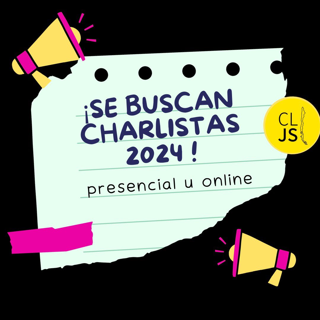javascriptChile's tweet image. SE BUSCAN: Charlistas periodo 2024 🎙️
Hemos abierto convocatoria para charlistas para el año 2024 🎈🎉
forms.gle/vVgSWdUgsRxWJA…
#CallForPapers #CFP #JavaScriptChile
