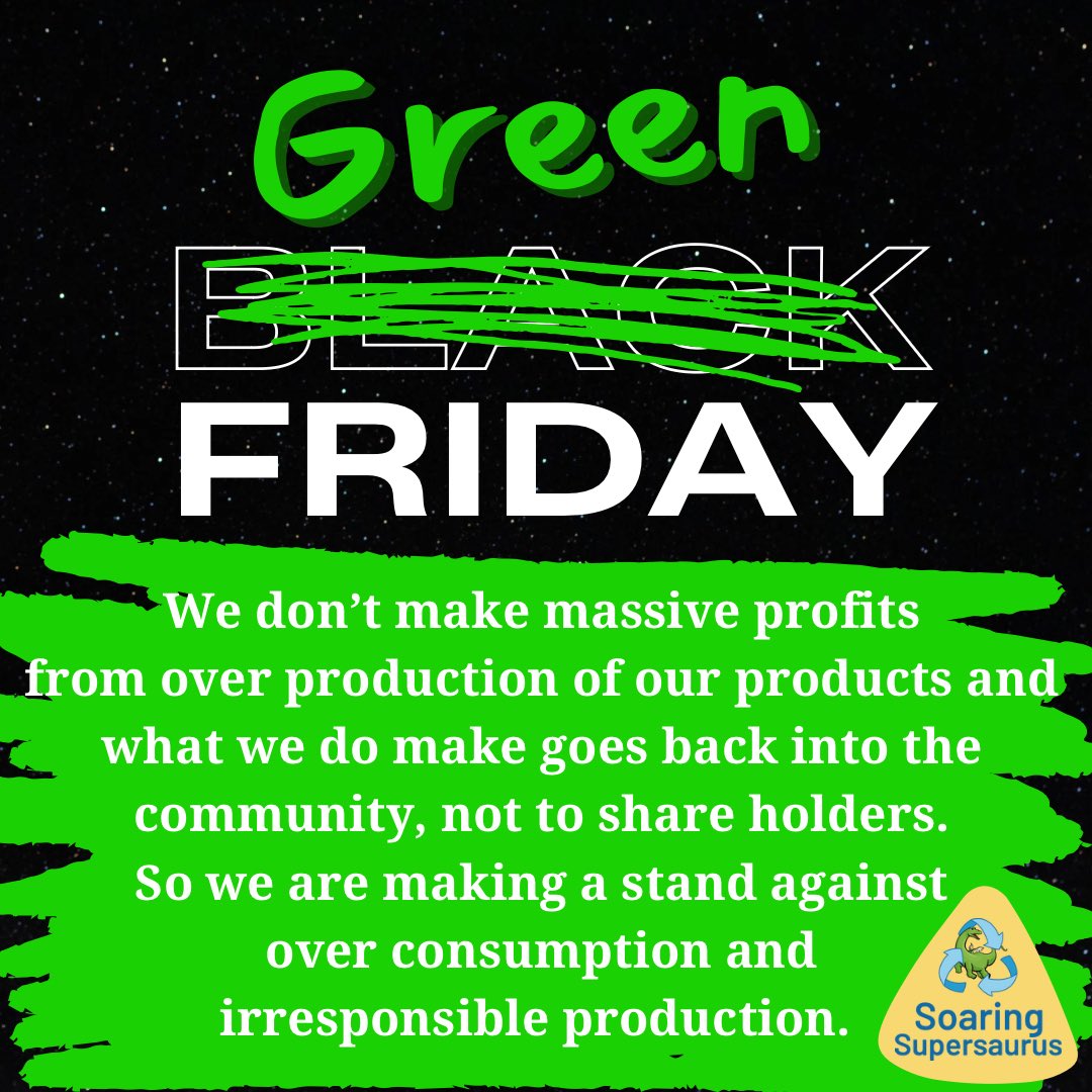 We’re making a stand and saying no to Black Friday.
Instead we’re celebrating #GreenFriday - a movement that encourages people to do something other than shopping during Black Friday & to make better purchasing decisions like supporting small or local brands & good causes.