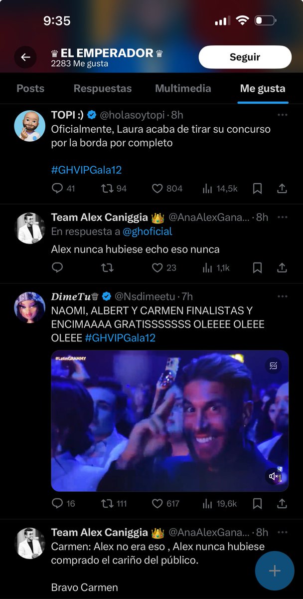 LadyMantel's tweet image. Álex dando “me gusta” a estos tuits. Que quede claro que Laura no es la voz del Mandi. #GHVIPgala12 #GHVIP1D