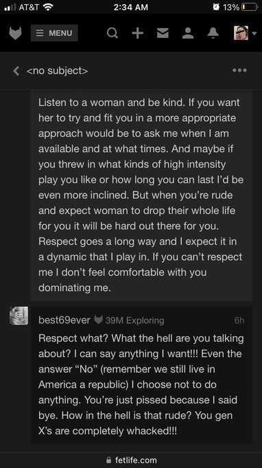 Seriously guys I feel like I&rsquo;m not asking for a lot. Please respect me if you want me to be your play<a href="/tag/fetlife"class="tags"><span>#fetlife</span></a>