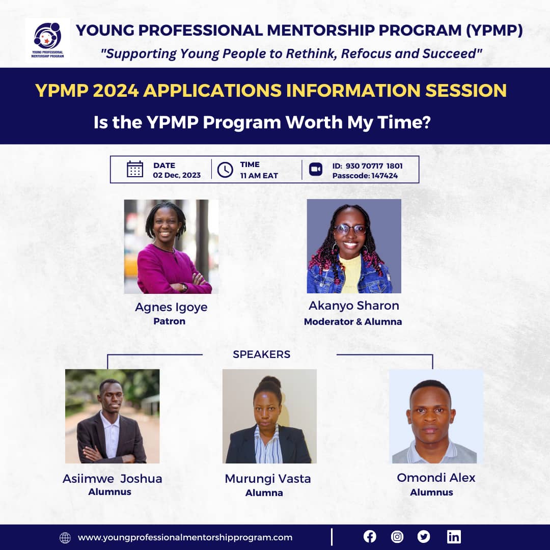 In whose hands have you left your career goals? As a youth, your growth is your responsibility.

At #YPMP we will guide you and enable you take those realigning steps for a better trajectory. 

As you apply for #YPMP2024, attend the info-sesison to know more about the Program.