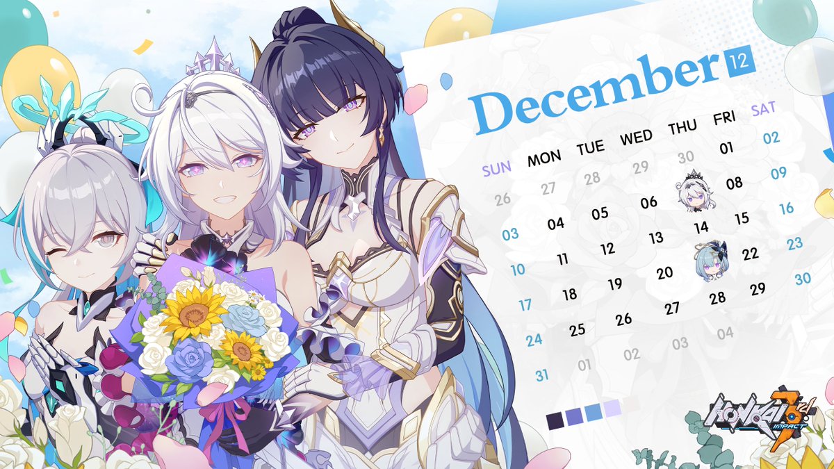 HonkaiImpact3rd's tweet photo. [Wallpaper] December Calendar

Never can we suspend the time, having to leave the tracks behind, but there is a longer way ahead, after all!

We hope you enjoy our December calendar!
https://t.co/sUwDd35QvE
#HonkaiImpact3rd https://t.co/oiuwuWm5rz