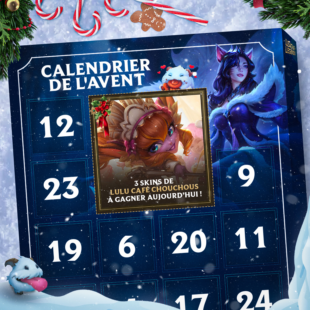 Jour 1 🎄 Lulu café chouchous

C’est le premier jour de notre Calendrier de l’Avent !

Aujourd’hui, vous avez une chance sur trois de gagner un skin de Lulu café chouchous 🎁

Il vous suffit de liker ce post pour participer.

TAS le 4/12 à 12h ⌛