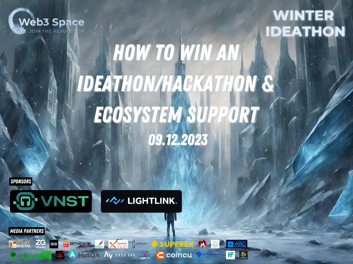 🚀 Exploring Workshop 2: “How to win an ideathon/hackathon &amp; ecosystem support”  with @web3spacenw 

👉Register Now: lu.ma/winter.ideathon

Especially during the Panel Discussion: "How to Win an Ideathon/Hackathon &amp; Ecosystem Support" speakers from <a href="/0xPolygon/">Polygon</a> ; <a href="/avax/">Avalanche🔺</a> ;