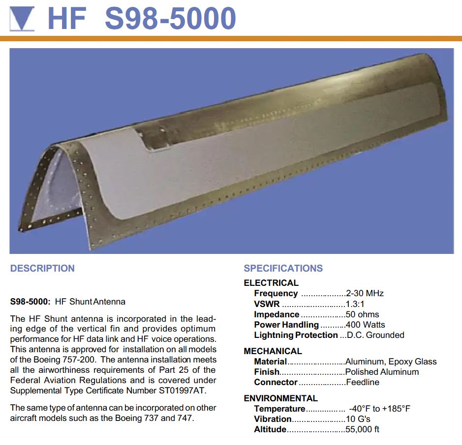 I've been related to Aeronautical Comms but never been interested 🤔 in HF antennas on board of aircraft Since Long-Wires are gone now days Integrated HF Antenna are built-in Vertical Tail Plane (VTP) they cover 2-30MHz #hamradio✈️🛩️ 👩‍✈️@kclepley🧑‍✈️@miami_rick 🧑‍✈️@InfantryPilot