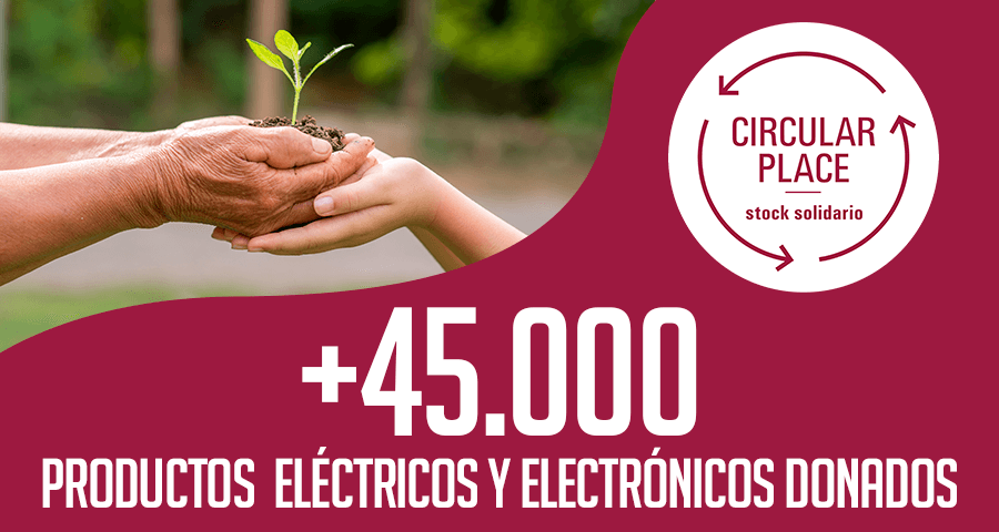 FundacionECOTIC's tweet photo. ♻️ #CircularPlace, nuestro marketplace dedicado a la recogida de aparatos eléctricos y electrónicos, supera la cifra de 45.000 productos donados.

👏¡Gracias a todos por hacerlo posible!💚

🔗 https://t.co/mdoJ2IeuZD https://t.co/Iuv8QykKbB