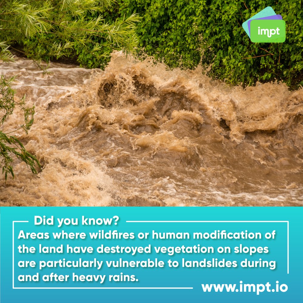 IMPT_token's tweet image. 🔥🌧️ Areas ravaged by wildfires or human land alteration face heightened landslide risks during heavy rains. IMPT strives to address environmental vulnerabilities. Learn more at impt.io 🌍💙 #ClimateAction #LandslidePrevention #IMPT