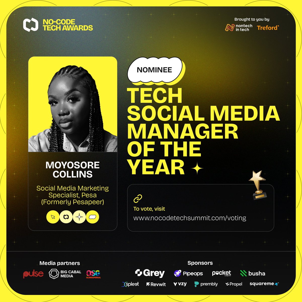 nocodesummit's tweet photo. Moyosore @cassy_collins_ is a Social Media Specialist @joinpesa https://t.co/sviAGCN1yk