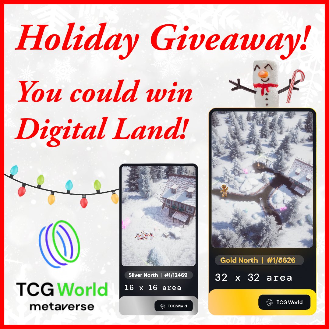 PlayTCGWorld's tweet image. Happy 1st of December! 🎄 Christmas isn’t far away now, so we’re holding a HOLIDAY GIVEAWAY! 

🏆 You could win Digital Land in TCG World! AND we are running these WEEKLY! 

Good luck to all! Enter below. 👇