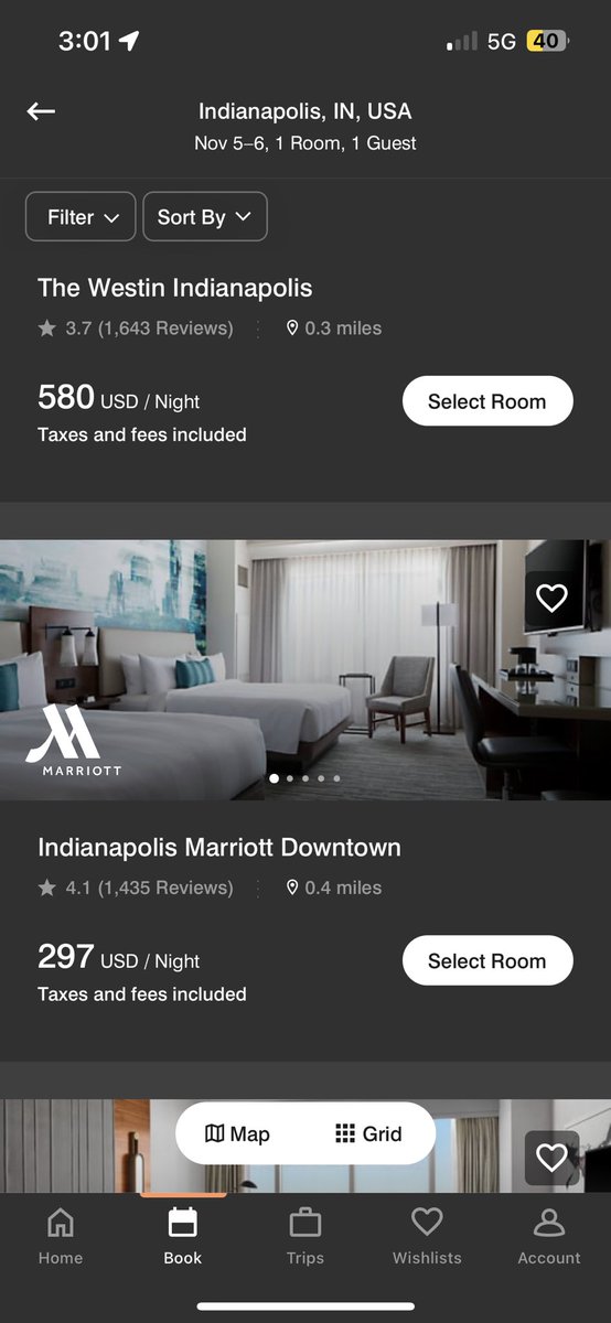 juliaicanteven's tweet photo. This is insane!! @MarriottBonvoy charging $800 more in the same week because Sunday night is the T swift concert. For the same rooms! Talk about a money grab. https://t.co/mKfqp9LtMM