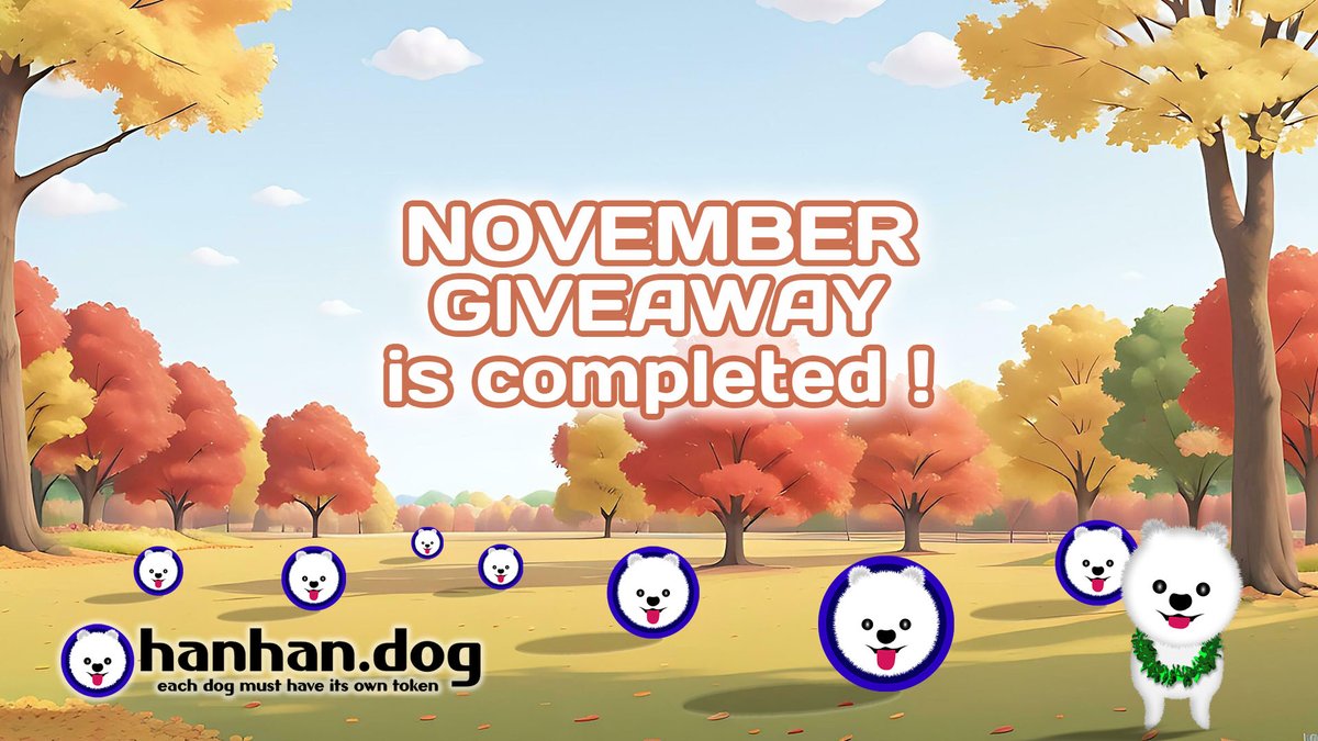We’ve given away 22,500 $HANHAN tokens for free this month! 
5,000 $HANHAN were randomly distributed among our X, FB and Reddit followers. 
17,500 $HANHAN were proportionally divided among those who purchased tokens last month

hanhan.dog/2023-11-airdro…
