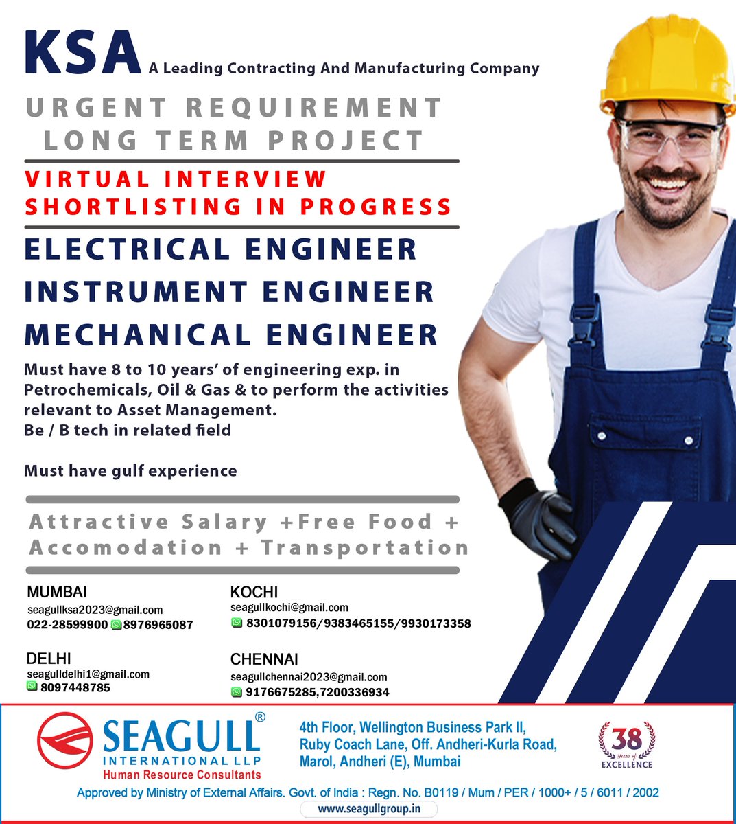 hrd1_seagull's tweet photo. 🇸🇦Ksa Jobs
‼️Urgent Requirement
💻Virtual Interview Shortly
✔️Long Term Project - Shortlisting In Progress
📍Location- Mumbai , Delhi , Kochi , Chennai
.
.
.
#ksajobs #seagull #mumbaijobs #delhijobs #kochijobs #chennaijobs #electricalengineer #instrumentengineer https://t.co/aNLku0bmub