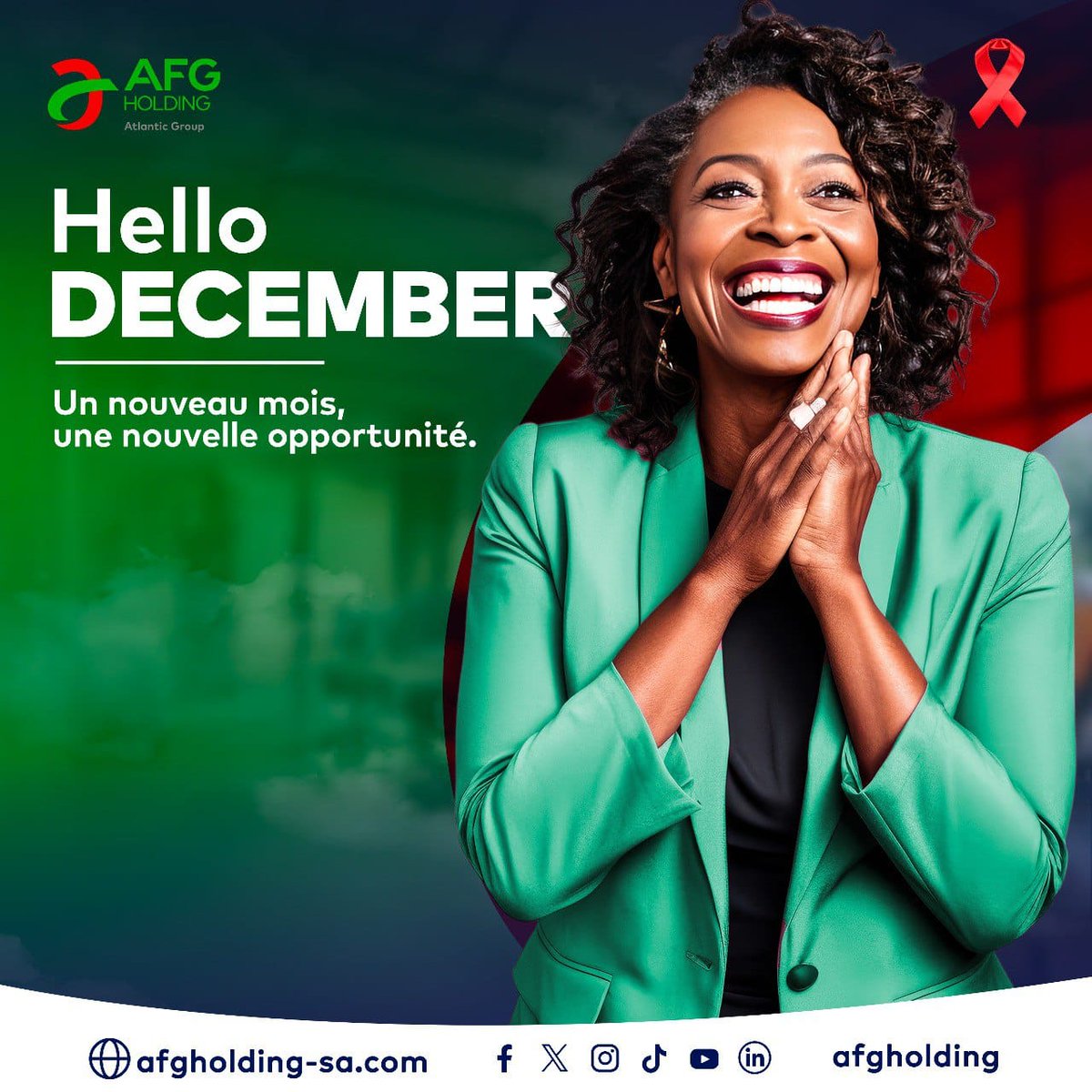 afgholding_afg's tweet image. #oneafgway 

Bienvenue en décembre, mois empreint de magie et de promesses. 
En ce mois significatif, n'oublions pas la journée mondiale de lutte contre le VIH/sida, une occasion de sensibiliser cette cause cruciale.
𝐀𝐅𝐆.
…𝐄𝐭 𝐭𝐨𝐮𝐭 𝐝𝐞𝐯𝐢𝐞𝐧𝐭 𝐩𝐨𝐬𝐬𝐢𝐛𝐥𝐞