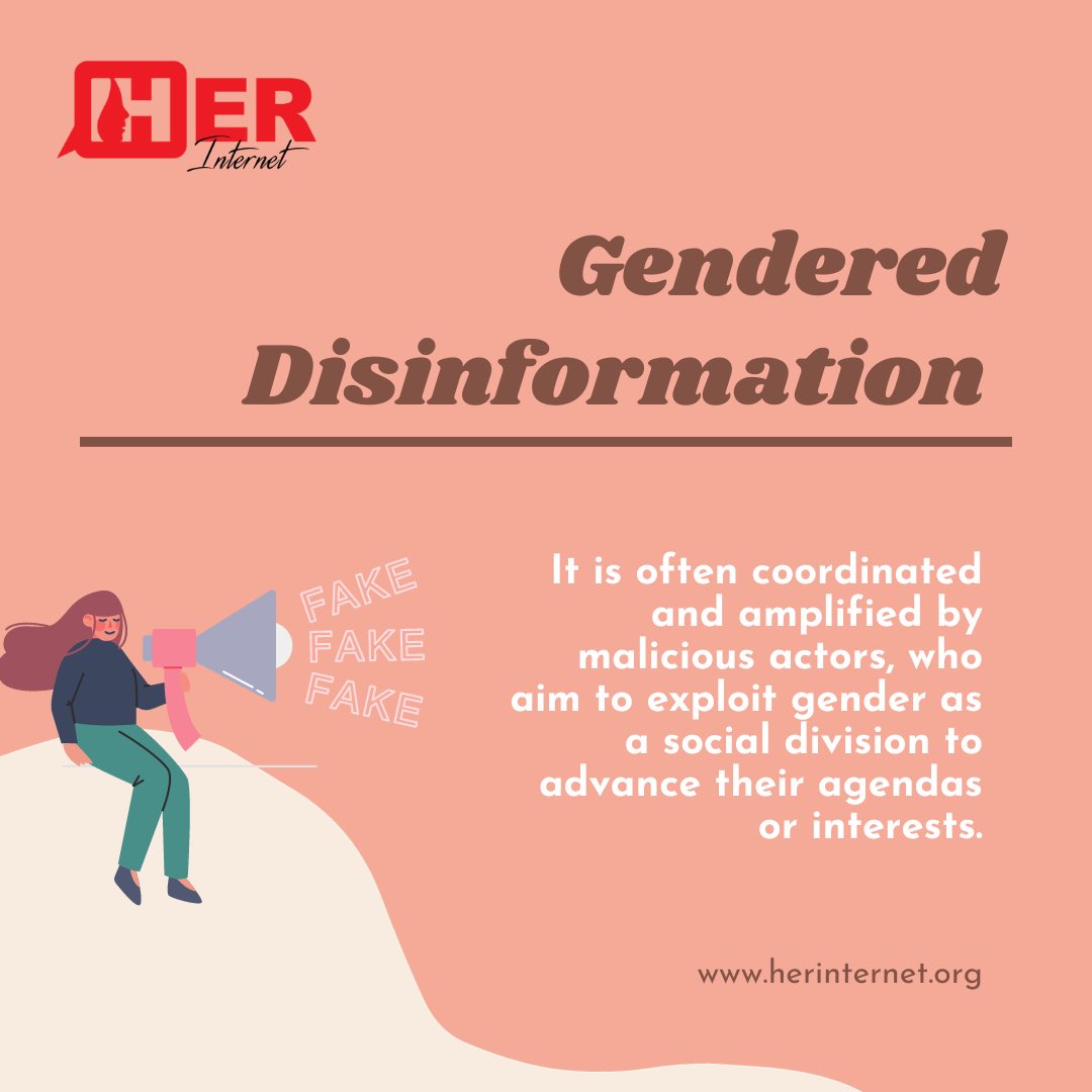 HerInternet's tweet photo. Gendered disinformation is a form of online gender based violence that discourages women from participating in civic and political spaces thereby infringing on their human right of freedom of expression and association.

https://t.co/JjVVjeZJ36

#16DaysofActivism #NoExcuse https://t.co/4ntxMbC80D