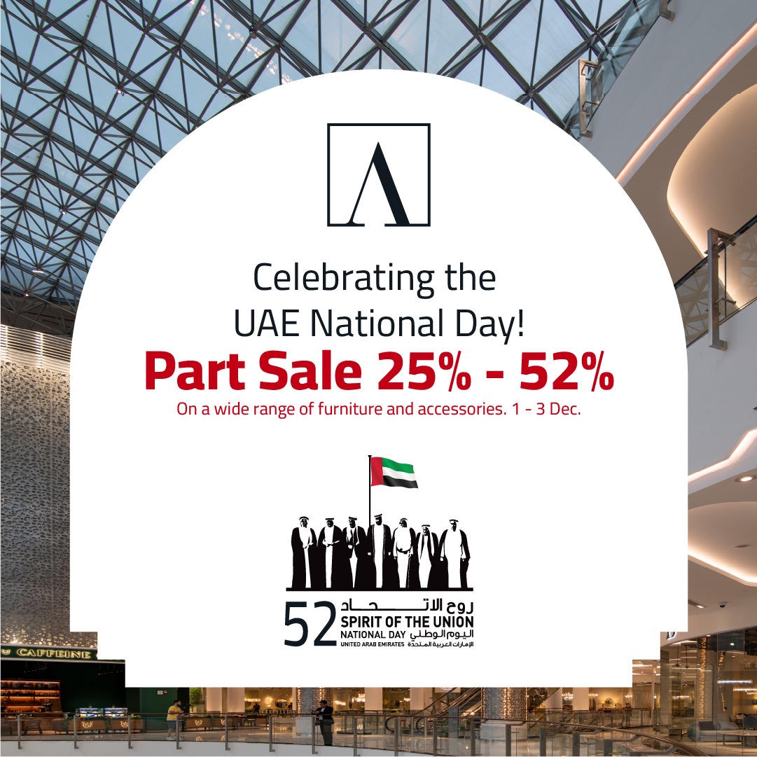 ArtCentreMall's tweet image. Celebrate the Spirit of Unity! 🎉 Enjoy Exclusive Discounts on Part Sale at Art of Living Mall in Honor of UAE National Day! 🛍️ Drive into Savings and Embrace the Joy of the Season.
Enjoy 25%-52% off until December 3rd! 

#ArtOfLivingMall #UAENationalDay #PartSale #Sale #Offer