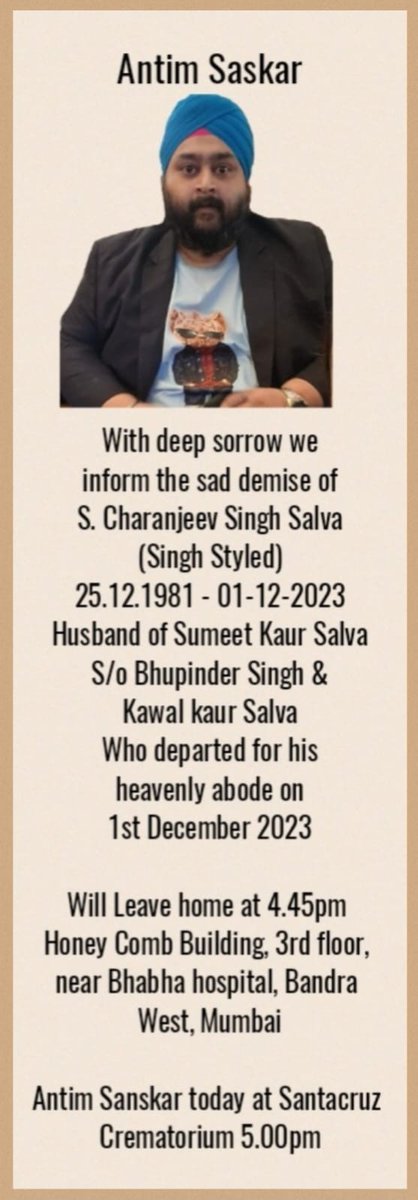 Sareenity's tweet photo. @captain_speakin @theflyingsikh Sharing details of the last rites, if you'd like to pay in your respect. @SinghStyled https://t.co/0JvVOnef41