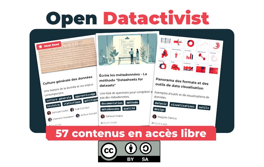 datactivi_st's tweet image. Chez Datactivist, on ne se contente pas de prêcher l&apos;open data : on le met en pratique. C&apos;est pourquoi nous lançons aujourd&apos;hui open.datactivist.coop, en y publiant tous nos contenus sous licence CC-BY-SA 🎉