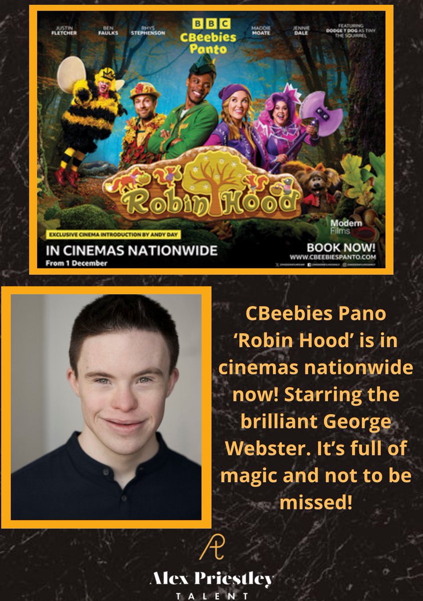 Today is the release of @CBeebiesHQ Pantomime ‘Robin Hood’ in cinemas nationwide!! Have you got your tickets!? #GoGeorge #GeorgeWebster #CbeebiesPanto 🤩🤩