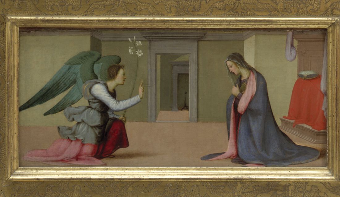 UffiziGalleries's tweet photo. #1dicembre Mancano 25 giorni a Natale! Diamo il via al calendario dell'Avvento con un'incantevole Annunciazione dipinta nel 1503 da Mariotto Albertinelli, parte della predella della monumentale Visitazione agli #Uffizi https://t.co/FpH5l2Os4D