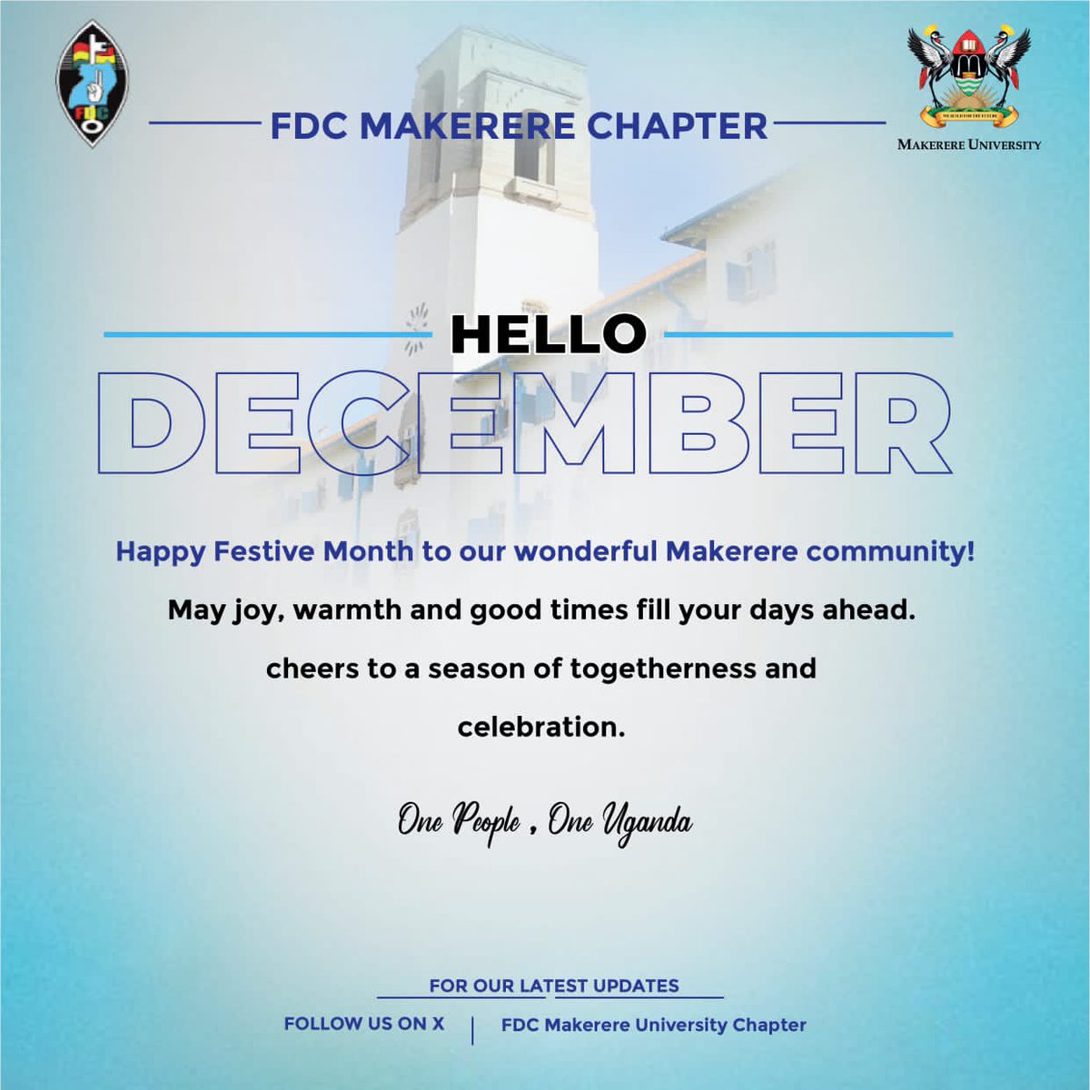 December is here! Happy new month to y'all. Makerere FDC chapter wishes you well💙✌️
@Makerere @makinterface @MakerereNews @MakSPH @MakCAES