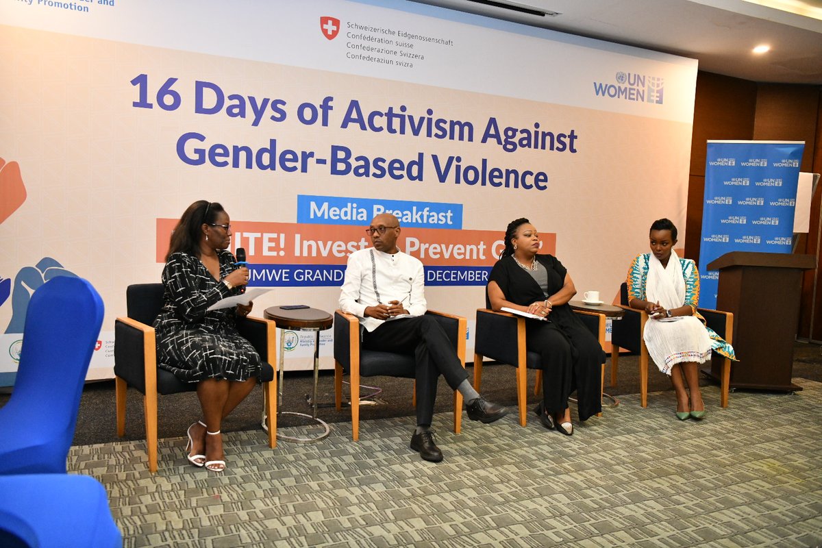 unwomenrwanda's tweet photo. #HappeningNow @UN_Women, @RwandaGender & @SwissDevCoop convened media actors including journalists, chief editors & social influencers for an interactive #MediaBreakfast📰to share experiences, identify gaps & find solutions to strengthen prevention & reporting on #GBV in #Rwanda. https://t.co/okaLJevzhm