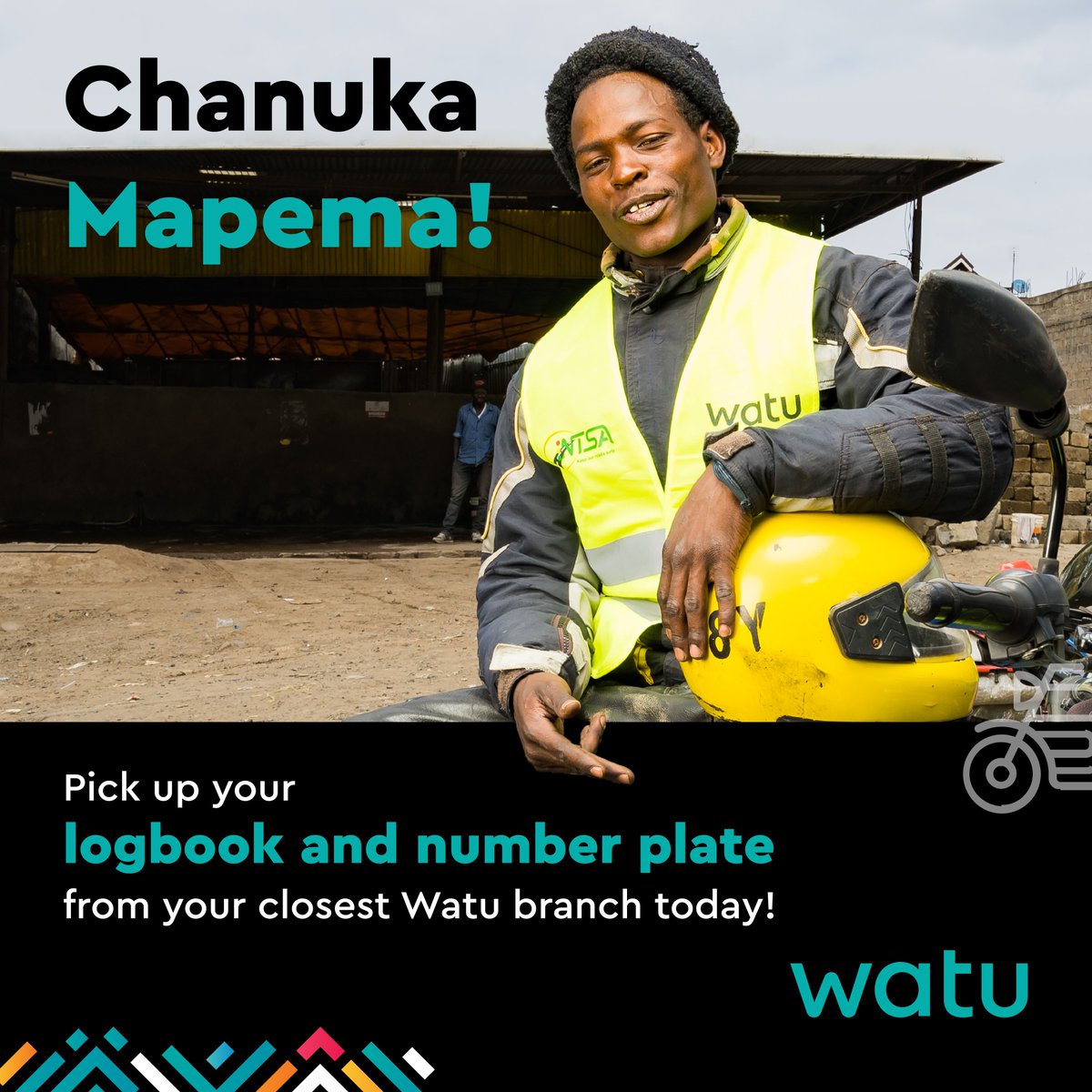Watu_Kenya's tweet image. Stay compliant and ride safely! Pick up your #logbooks and #number plates from your closest Watu branch today!

Check the status of your logbook or number plate by going to the following link: rb.gy/k8y42