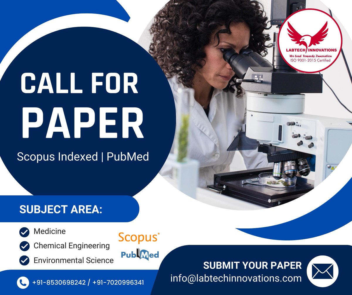 Call For Paper
#CallForPapers #researchers #professionals #academicjournal #academicresearch #Academia #medicine #chemicalengineering #EnvironmentalScience #Scopus #scopusindexed #Q4 #scopusjournal #indexedjournal #ScopusPublications #ResearchPublication #journalpublication