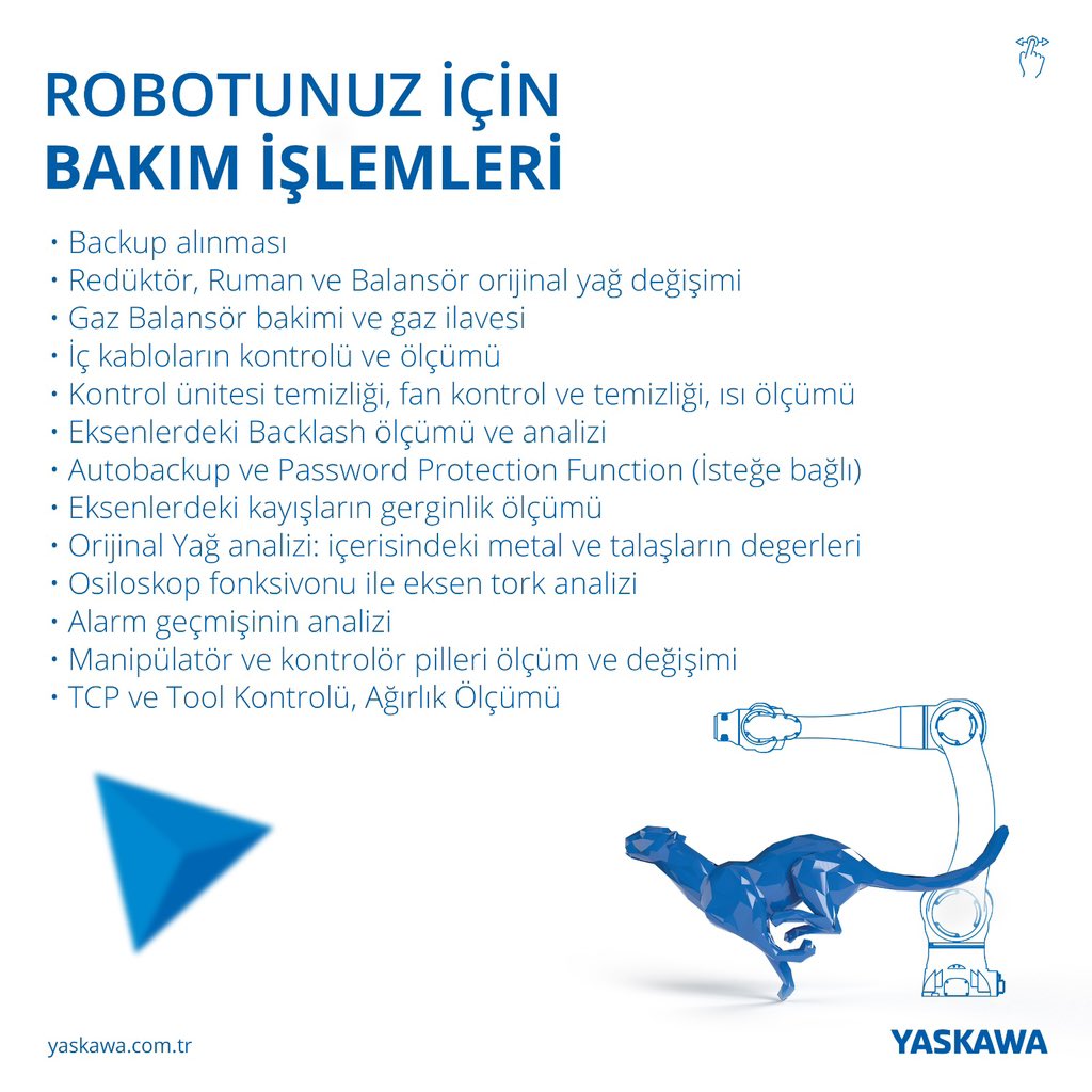 YaskawaTurkey's tweet image. Robotunuza özel bakım fırsatlarını kaçırmayın!

robotik.servis@yaskawa.eu 

0530 343 87 76

#yaskawa #yaskawaturkey #robot #motoman #robotbakım #endüstriyelrobot #industrialrobots