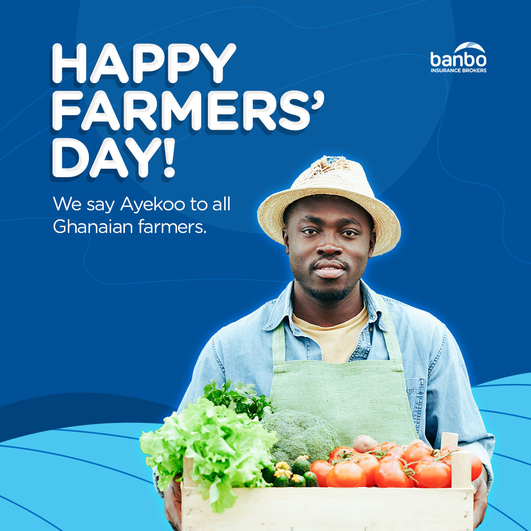 The Banbo team wishes all farmers a Happy Farmer’s Day!
And remember Banbo can help you protect your farming business by creating an insurance package just for you!

#FarmersDay2023 #HappyFarmersDay #ChooseBanbo #WeGiveUMore #InsuranceGhana #Insurance #InsuranceBroker